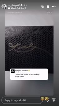 Michael Phelps reacts to 'What The Kobe' sneaker collection of the late NBA legend; Instagram - @m_phelps00